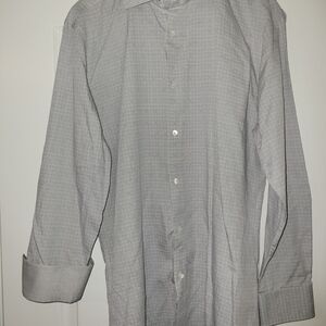 Bugatchi Uomo Light Gray Micro Check Dress Shirt Men’s